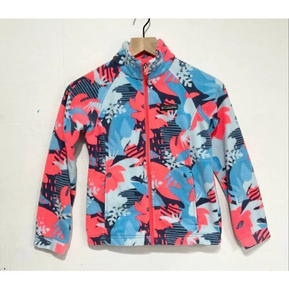 Columbia Pink And Blue Fleece Jacket Girls Size M (10-12)